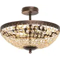 QAZQA Klassisk loftslampe bronze og krystal 3-lys - Mondrian