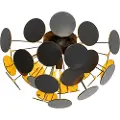 QAZQA Design pendellampe sort med guld 54 cm 3-lys - Cerchio