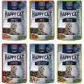 Happy Cat Økonomipakke: 48 x 85 g Happy Cat Kød i Sovs portionspose - Mix I: 6 varianter