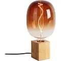 QAZQA Rustik bordlampe træ natur inkl. LED G170 - Bloc