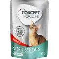 Concept for Life Sterilised Cats Okse i sauce - Kornfri - Økonomipakke: 48 x 85 g