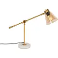 QAZQA Art Deco bordlampe bronze med marmor og ravglas - Nina