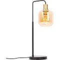 QAZQA Design bordlampe sort med messing og ravfarvet glas - Zuzanna
