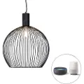 QAZQA Smart rund pendellampe sort 50 cm inkl. Wifi G95 - Dos