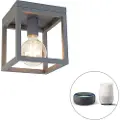 QAZQA Industriel smart loftslampe mørkegrå inkl. Wifi G95 - Cage