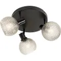 QAZQA Design Spotlight Sort med Røgglas 3-lys Rund - Chico