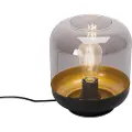 QAZQA Design bordlampe sort med guld og røgglas - Kyan