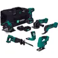 Vonroc Værktøjssæt VPower 20V | Boremaskine, Stiksav, Multiværktøj, Vinkelsliber, Rundsav, Bajonetsav, LED-lampe | Inkl. 2x 4.0Ah akku, oplader og taske