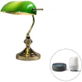 QAZQA Smart bordlampe messing med grønt glas inkl. Wifi P45 - Banker