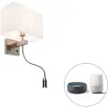 QAZQA Smart væglampe stål med skærm cremehvid inkl. Wifi P45 - Bergamo
