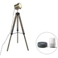 QAZQA Smart gulvlampe Tripod træ med studio spot inkl. Wifi B35 - Braha