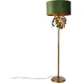 QAZQA Vintage gulvlampe antikguld med grøn skærm - Linden