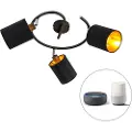 QAZQA Smart moderne loftslampe sort inkl. 3 WiFi B35 - Lofty