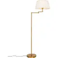 QAZQA Gulvlampe bronze med hvid plisseret skærm og justerbar arm - Ladas Deluxe