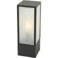 QAZQA Stående udendørslampe sort med ribbet glas 40 cm IP44 - Charlois
