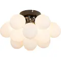 QAZQA Art Deco loftslampe sort med opalglas 3-lys - Uvas