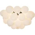 QAZQA Art Deco loftslampe sort med opalglas 6-lys - Uvas