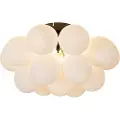 QAZQA Art Deco loftslampe sort med opalglas 4-lys - Uvas