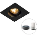 QAZQA Smart indbygget spotlight sort firkantet inkl. Wifi GU10 - Chuck