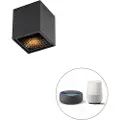 QAZQA Smart klassisk bordlampe bronze med grønt glas inkl. Wifi A60 - Banker