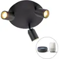QAZQA Smart badeværelsesspotlight sort IP44 inkl. 3 wifi GU10 - Ducha