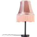 QAZQA Klassisk bordlampe sort med mormorslampeskærm lyserød 30 cm - Simplo