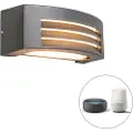 QAZQA Smart væglampe antracit IP44 inkl. Wifi P45 - Hurricane 1