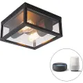 QAZQA Smart loftslampe sort IP44 2-lys inkl. Wifi ST64 - Charlois