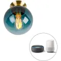 QAZQA Smart loftslampe messing med oceanblå glas inkl. Wifi ST64 - Pallon