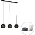 QAZQA Smart pendellampe sort med guld indvendigt 3-lys inkl. Wifi ST64 - Buell