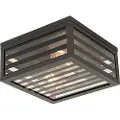 QAZQA Moderne udendørs loftslampe sort glas 2-lys IP44 - Reims