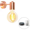 QAZQA Smart Art Deco væglampe kobber inkl. G95 WiFi pære - Facil