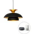 QAZQA Smart pendellampe sort med guld inkl. Wifi G95 - Titus