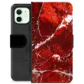 Mtp Products iPhone 12 Premium Flip Cover med Pung - Rød Marmor