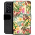 Mtp Products Samsung Galaxy S21 Ultra 5G Premium Flip Cover med Pung - Lyserøde Blomster