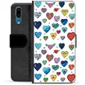 Mtp Products Huawei P20 Premium Flip Cover med Pung - Hjerter