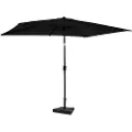 Vonroc Premium Stangparasol Rapallo 200x300cm - inkl. □ Betonfod og overtræk - rektanglær | Sort