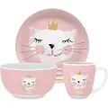 Paperproducts Design - Børneservice 3 dele Happy Cat - Rosa - Børneservice & tilbehør - - Homeroom