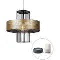 QAZQA Smart pendellampe guld med sort 50 cm inkl. Wifi G95 - Tess