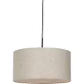 QAZQA Rustik pendellampe sort med beige skærm 50 cm - Combi 1