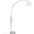QAZQA Moderne bueformet lampe krom med hvid skærm - Arc Basic