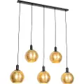 QAZQA Design pendellampe sort med guld glas 5-lys - Bert