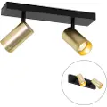QAZQA Loftspotlight sort med guld justerbar 2-lys - Jeana Luxe