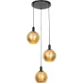 QAZQA Design pendellampe sort med guld glas 3-lys - Bert