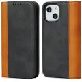 Mtp Products Elegance Series iPhone 14 Etui med Pung - Sort / Lysebrun