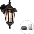 QAZQA Smart udendørs væglampe sort IP44 inkl. Wifi ST64 - New Haven