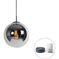 QAZQA Smart pendellampe sort med røgglas 30 cm inkl. Wifi ST64 - Pallon