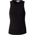 Tommy Hilfiger Tommy Hilfigertil kvinder. WW0WW38635 Sort slim fit ribstrikket ærmeløs T-shirt med ribstrikkede ærmer (S), Casual, Bomuld, Uden ærmer/strop
