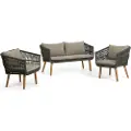 Kave Home - Sofa og 2 lænestole Inti, sæt med 3 - Brun - Loungesofaer - - Homeroom