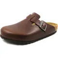 Birkenstock Birkenstocktil mænd. 1023449 Boston Grip Natural Roast lædertræsko (46), Brun, Fast, Spænder, Casual